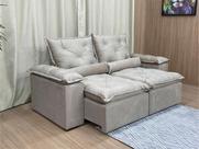 Sofá 2 Lugares Retrátil e Reclinável 1,60 Metros Alpoim Estofados Bege 201 Athenas