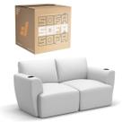 Sofá 2 Lugares Sala De Estar em Couro Bovino Modular Damie Na Caixa