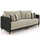 Sofá 2 Lugares Sala de Estar Living 172cm Asbury K01 Veludo Bege material sintético Preto - Lyam Decor