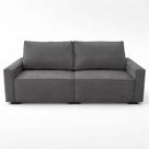 Sofá 2 Metros Contemporâneo Sala Estar Luxo Moderno Suede Cinza Escuro Sofá 2 Metros Contemporâneo Sala Estar Luxo Moderno Suede Cinza Escuro