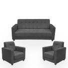 Sofá + 2 Poltrona Para Sala de Estar Moderno Confortável Veneza Suede