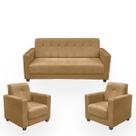 Sofá + 2 Poltrona Para Sala de Estar Moderno Confortável Veneza Suede