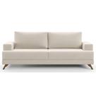 Sofá 200cm 3 Lugares Pés Curvos Santi Suede D05 Bege - Mpozenato