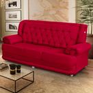 Sofá 2,00m 3 Lugares Suede Filadélfia Vermelho