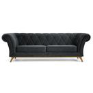 Sofá 230cm 3 Lugares Base Madeira Império B-317 Veludo Cinza - Domi Sofá 230cm 3 Lugares Base Madeira Império B-317 Veludo Cinza - Domi