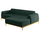 Sofá 230cm 4 Lugares com Chaise Direito Pés Gold Molino C-117 Linho Verde - Domi Sofá 230cm 4 Lugares com Chaise Direito Pés Gold Molino C-117 Linho Verde - Domi