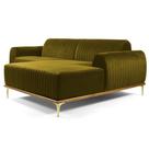 Sofá 255cm 4 Lugares com Chaise Direito Pés Gold Molino B-260 Veludo Mostarda - Domi Sofá 255cm 4 Lugares com Chaise Direito Pés Gold Molino B-260 Veludo Mostarda - Domi