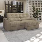 Sofá 260cm com Porta Copos Retrátil e Reclinável Premier Bege Bouclé Fendi