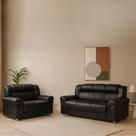 Sofá 3 e 2 Lugares Cronos - 1,90m/1,45m - Corano Preto - Estofados Pérola.