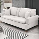 Sofa 3 Lugares 180 cm Eron Linho Bege Vazzano