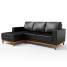 Sofá 3 Lugares 200cm Living Com Chaise Esquerdo Sala de Estar Kayrós D05 Sintético Preto Mpozenato