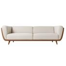 Sofá 3 Lugares 200cm Salezi material sintético Caramelo Bouclé Suave Off White - Sallar Home