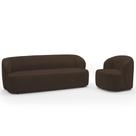 Sofá 3 Lugares 205cm Com Poltrona Giratória Orgânica Heidy F04 Veludo Marrom - Lyam Decor