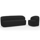 Sofá 3 Lugares 205cm Com Poltrona Giratória Orgânica Heidy F04 Veludo Preto - Lyam Decor