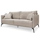 Sofá 3 Lugares 220cm Pés de Metal Vecchia S06 Linho Areia - Mpozenato