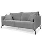 Sofá 3 Lugares 220cm Pés de Metal Vecchia S06 Linho Cinza - Mpozenato