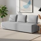Sofá 3 Lugares 222cm Sala de Estar Rovier Veludo Cinza Z32 - Mpozenato