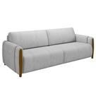 Sofá 3 Lugares 223cm Pés Madeira Amaranto M22 Veludo Cinza - Mpozenato Sofá 3 Lugares 223cm Pés Madeira Amaranto M22 Veludo Cinza - Mpozenato