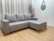 Sofá 3 Lugares 2,30 m Linho Cinza A230 Chaise Lisboa