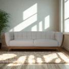 Sofá 3 Lugares 240cm Com Pés Em Madeira Linha Premium Compose Em Bouclê Off-White e material sintético Caramelo Sofá 3 Lugares 240cm Com Pés Em Madeira Linha Premium Compose Em Bouclê Off-White e material sintético Caramelo