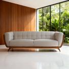 Sofá 3 Lugares 240cm Pés Madeira Premium Compose Bouclê material sintético Sala Clinica Recepçao Luxo