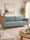 Sofá 3 Lugares 2m Pés Fixo Living Bouclê Madeira Maciça Almofadas Soltas Elegante Sala de Estar Comercial Retrô Escritório Classic