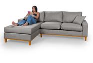 Sofá 3 Lugares Amsterdã Living Chaise Lado Direito Em Linho