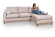 Sofá 3 Lugares Amsterdã Living Chaise Lado Esquerdo Em Linho