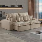 Sofá 3 lugares Bege com Pillow Top e Kit almofadas 2.20mts