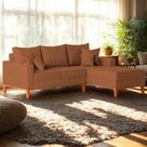 Sofá 3 Lugares Beny com Chaise Direito Linho Terracota