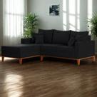Sofá 3 Lugares Beny com Chaise Esquerdo Linho Preto