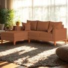 Sofá 3 Lugares Beny com Chaise Esquerdo Linho Terracota