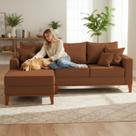 Sofá 3 Lugares Beny com Chaise Esquerdo material sintético Terracota