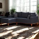 Sofá 3 Lugares Beny com Chaise Esquerdo Suede Azul