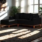 Sofá 3 Lugares Beny com Chaise Esquerdo Suede Preto