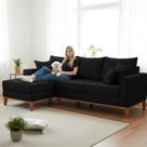 Sofá 3 Lugares Beny com Chaise Esquerdo Suede Preto Sofá 3 Lugares Beny com Chaise Esquerdo Suede Preto
