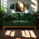 Sofá 3 Lugares Beny Para Sala de Estar Recepção Clinica Suede Verde