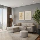 Sofá 3 Lugares Calmness com Chaise Esquerdo Pé Palito Linho Cotton Cru