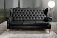 Sofá 3 Lugares Capitonê Vintage Imperador Chesterfield Preto