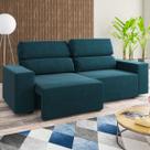 Sofá 3 Lugares Charm Reclinável e Retrátil Azul Infinito - Viero Móveis