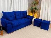 Sofá 3 Lugares Chile com Puff Alpoim Azul 910