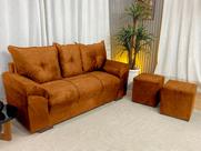 Sofá 3 Lugares Chile com Puff Alpoim Terracota 604 Sofá 3 Lugares Chile com Puff Alpoim Terracota 604