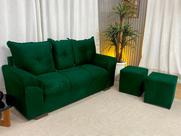 Sofá 3 Lugares Chile com Puff Alpoim Verde 200
