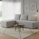 Sofá 3 Lugares com Chaise 222cm Rovier Veludo Cinza Z32 - Mpozenato