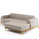 Sofá 3 Lugares com Chaise Direito Para Sala de Estar Molino 230cm D02 Linho Bege C-107 - Lyam Decor