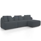 Sofá 3 Lugares com Chaise Direito Sala Living 248cm Arlo F04 Bouclê Grafite Lyam Decor