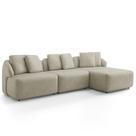 Sofá 3 Lugares Com Chaise Direito Sala Living 254cm Arlo F04 Veludo Bege - Lyam Decor