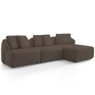Sofá 3 Lugares com Chaise Direito Sala Living 254cm Arlo F04 Veludo Marrom - Lyam Decor