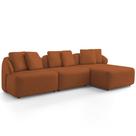 Sofá 3 Lugares com Chaise Direito Sala Living 254cm Arlo F04 Veludo Telha - Lyam Decor
