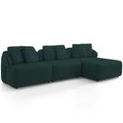 Sofá 3 Lugares com Chaise Direito Sala Living 254cm Arlo F04 Veludo Verde - Lyam Decor
